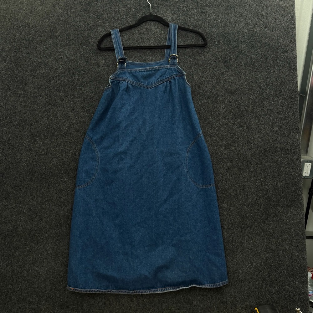 Miss Joni of California Vintage 70s Denim Pinafore Dress Blue Cotton Small